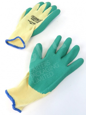 Green Size 10 Knitted Gloves with Latex Coating