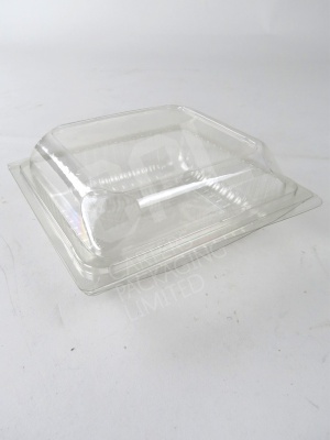 Clear Plastic 6" Square Bap Container with Hinged Lid