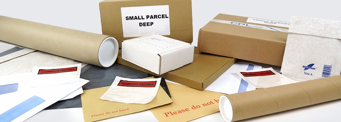 Postal packaging including postal boxes, envelopes, postal tubes and labels.