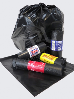 Black bin bags/liners supplied on rolls