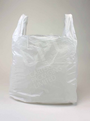 Large White Plastic Shopping Carrier Bag