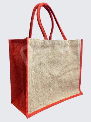 Jute23 - Natural Bag with Red Trim