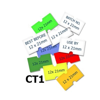 CT1 White Price Gun Labels 21 x 12mm - Removable