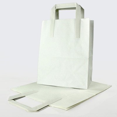 Flat Handle White Paper Carriers 175 + 75 x 212mm