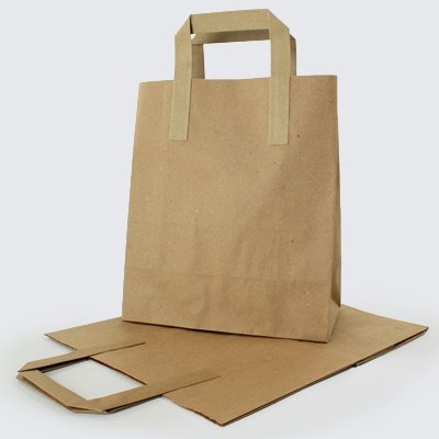 Flat Handle Brown Paper Carriers 175 + 75 x 212mm