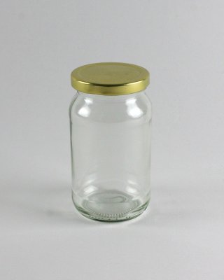 1lb Round Jam Jar with Gold Lid