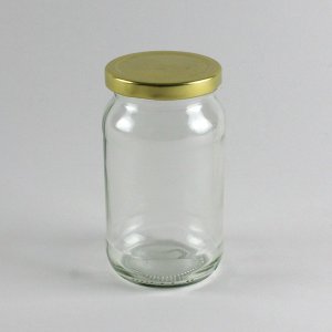 1lb Round Jam Jar with Gold Lid