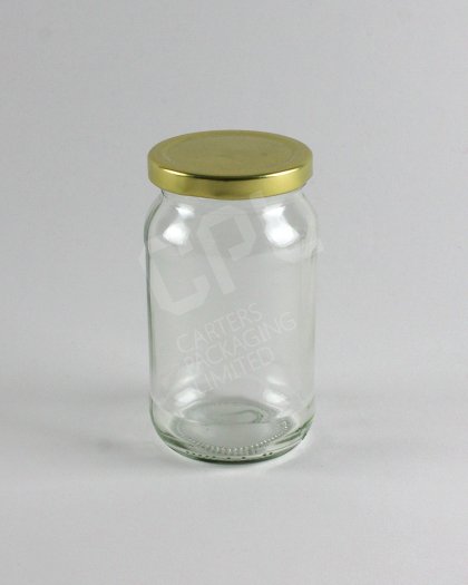1lb Round Jam Jar with Gold Lid