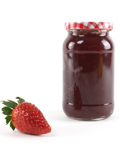1lb Round Jam Jar with Red Gingham Style Lid