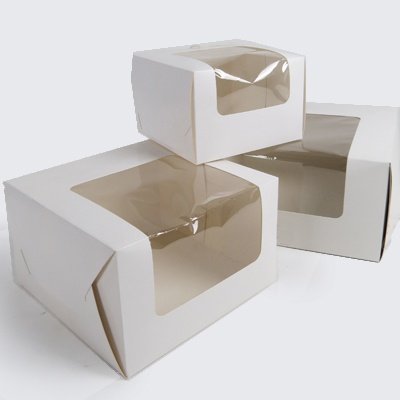 White Cake Window Box 8 x 8 x 5" (100)