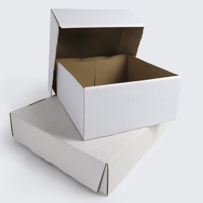 White Corrugated Cardboard Cake Box: 254 x 254 x 102mm (50)