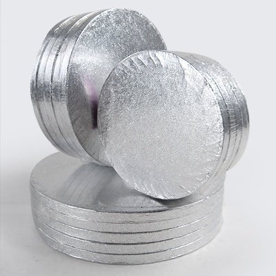 Round 12.5mm Silver Cake Drum: 350mm (14") Pack/5
