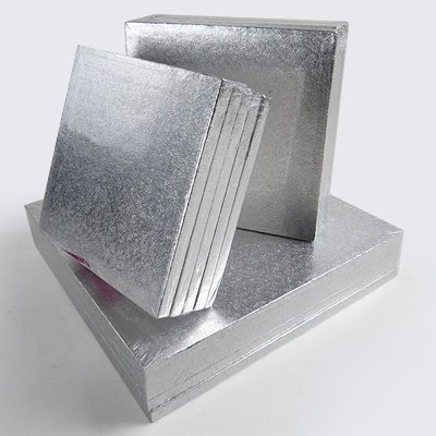 Square 12.5mm Silver Cake Drum: 400 x 400mm (16") Pack/5