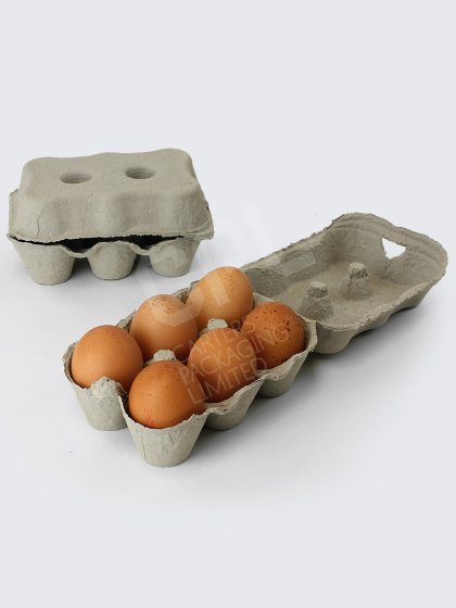 Grey Cardboard Egg Carton - 1/2 Dozen
