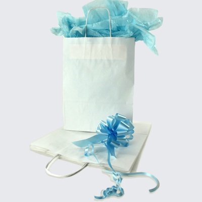 White Kraft Paper Twist Handle Carrier 180 + 80 x 250mm