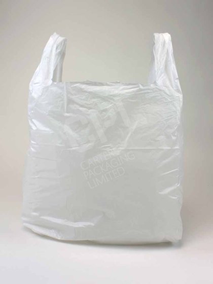 Large White Plastic Shopping Carrier Bag