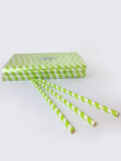 Green Striped Straws
