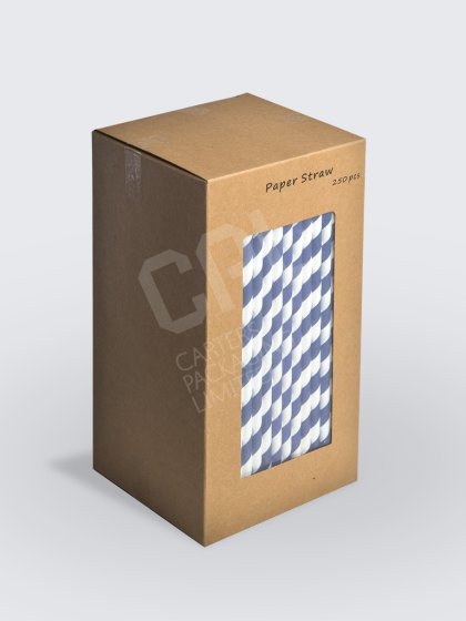 Dark Blue Striped Straws