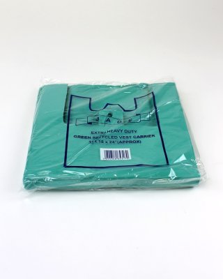 Green Recycled 24" Vest Carrier Bag 300 x 450 x 600mm