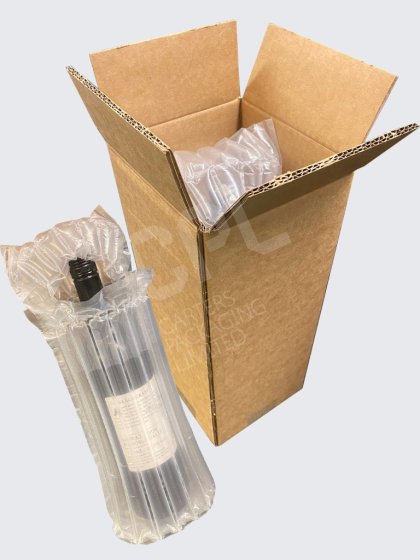 Drink12 single bottle DW box with additional inflatable pouch protection.