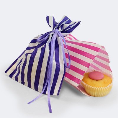 Blue/White Candy Stripe Paper Bag 125 x 125mm (5 x 7")