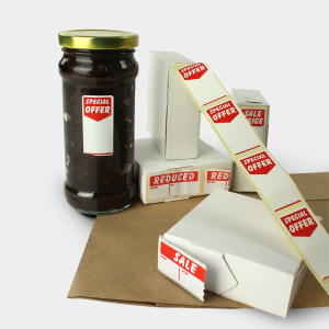 White & Red 'Sale-Reduced-Was/Now' Labels