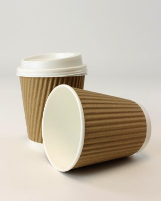 8oz Kraft Ripple Heat Barrier Cup