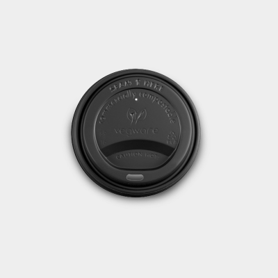 8oz (80mm) Black Vegware Coffee Cup Lids
