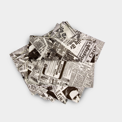 Newspaper Print Greaseproof Paper 200 x 250mm (10 x 8")