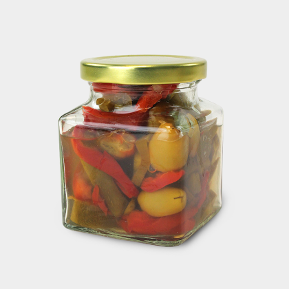 12oz Square Jar with Gold Lid