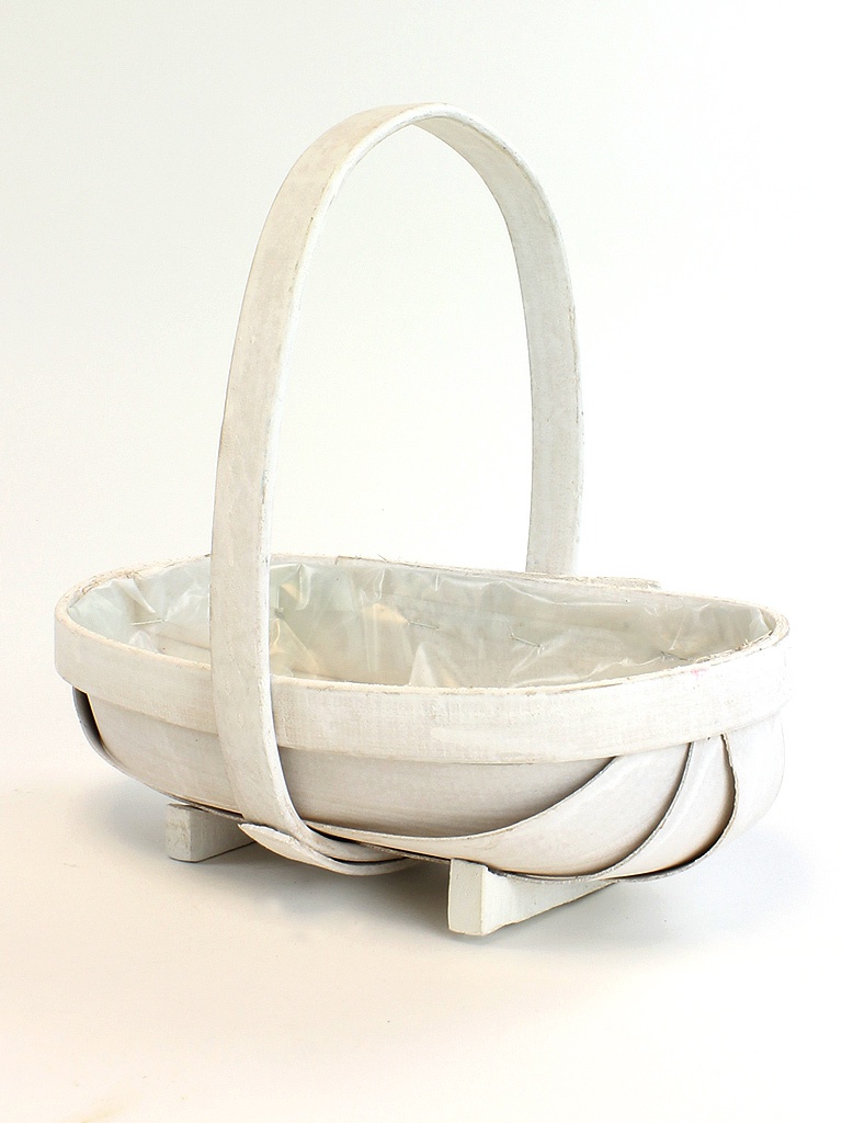 White Trug Baskets with Handle and Feet