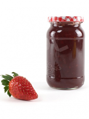 1lb Round Jam Jar with Red Gingham Style Lid