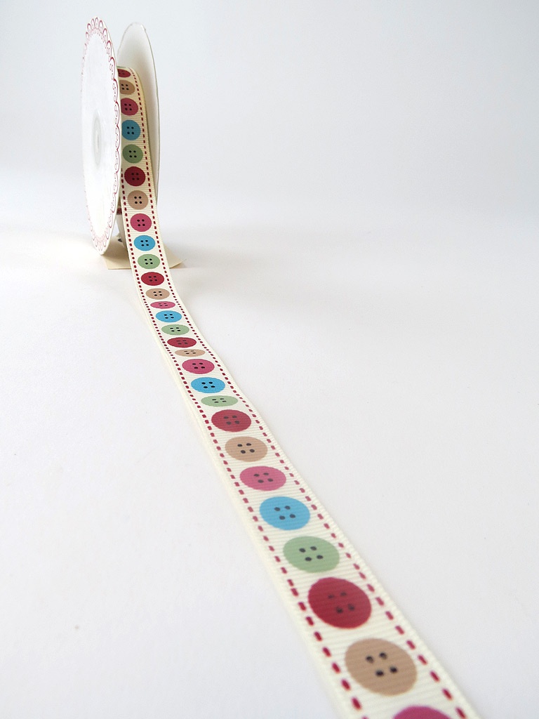 16mm Coloured Buttons Ribbon
