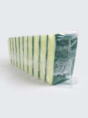 Green and Yellow Sponge with Scourer Pad