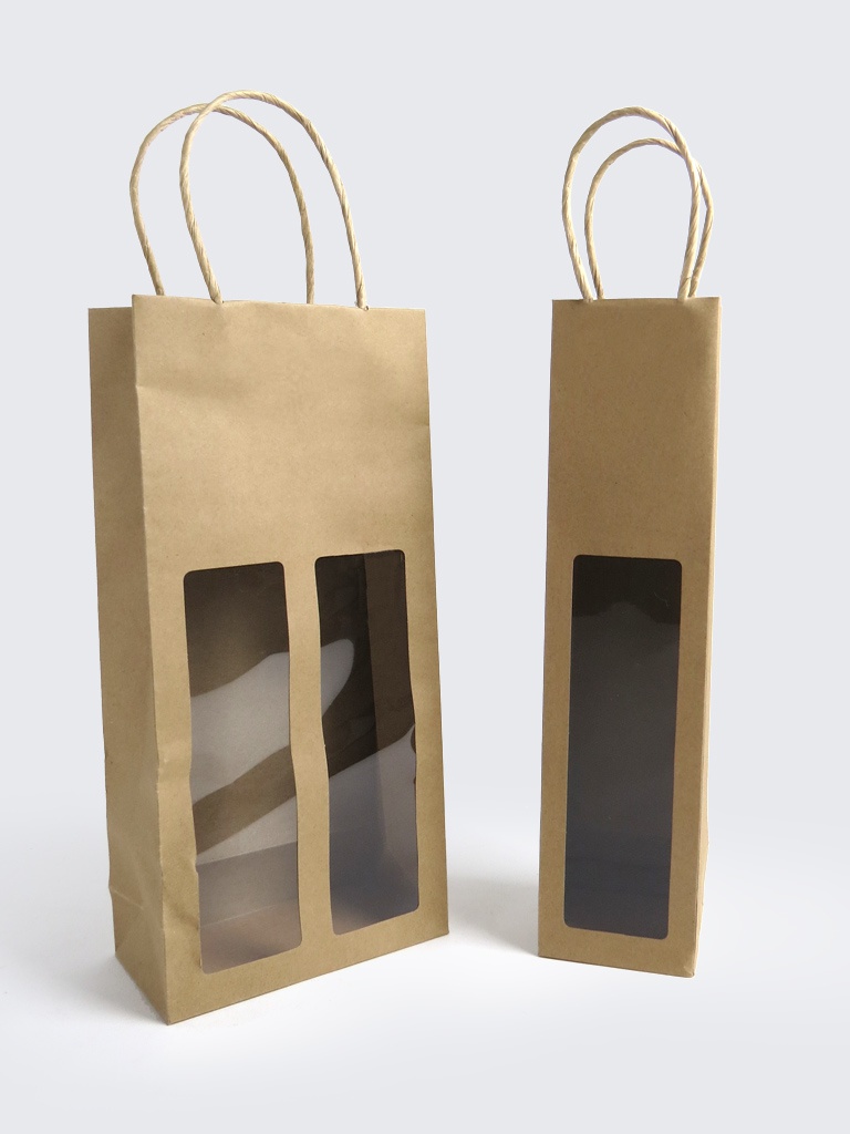 Download Bottle Bags Brown Kraft Paper With Window