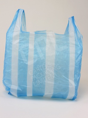 Blue Stripe Vest Carrier Bag