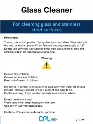 Glass Cleaner Warning