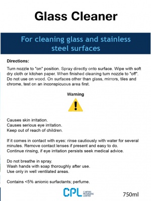 Glass Cleaner Warning Glass Cleaner Warning