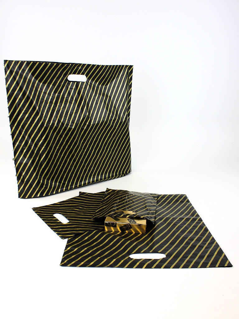 Black and Gold Plastic Carrier Bags