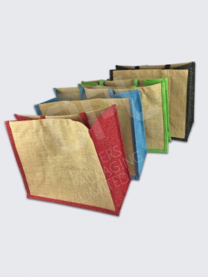 Rectangular Jute bags with coloured gussets