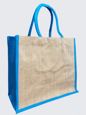 Jute23 - Natural Bag with Turquoise Trim