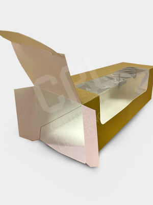 Elongated food box with side-tuck flap Elongated food box with side-tuck flap
