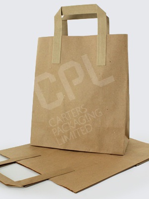 Brown Kraft Flat Handle Paper Carrier Bags