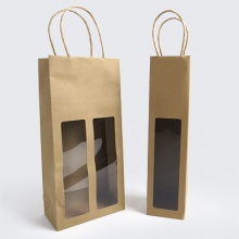 Bottle Bags - Brown Kraft Paper with Window