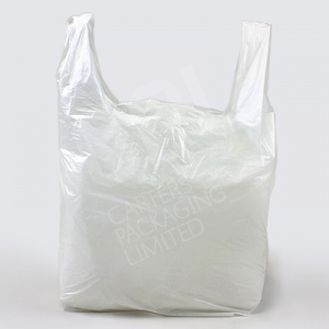 1000 x WHITE PLASTIC VEST CARRIER BAGS Super Market 10x15x18" 10mu SPECIAL OFFER 