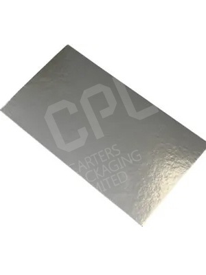 Cake Card - Oblong Silver Foil