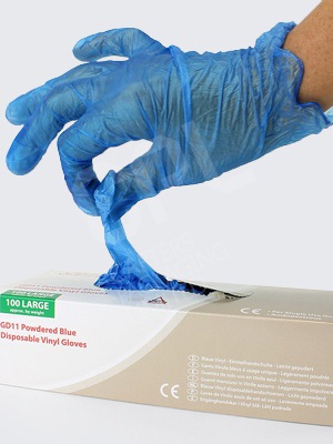 Vinyl Powdered Gloves - Blue